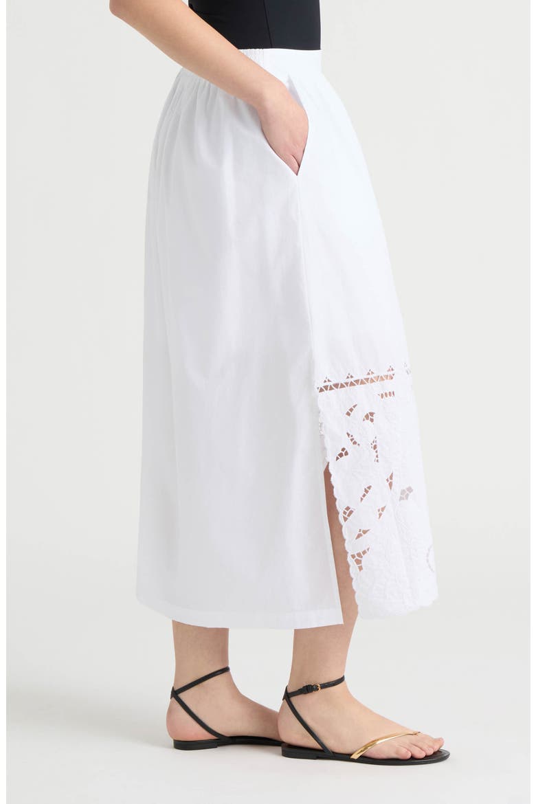 Cotton Poplin Eyelet Midi Skirt, Alternate, color, WHITE