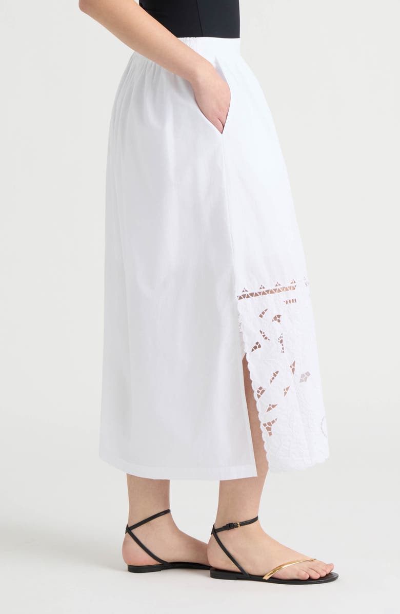 NVLT Cotton Poplin Eyelet Midi Skirt, Alternate, color, White