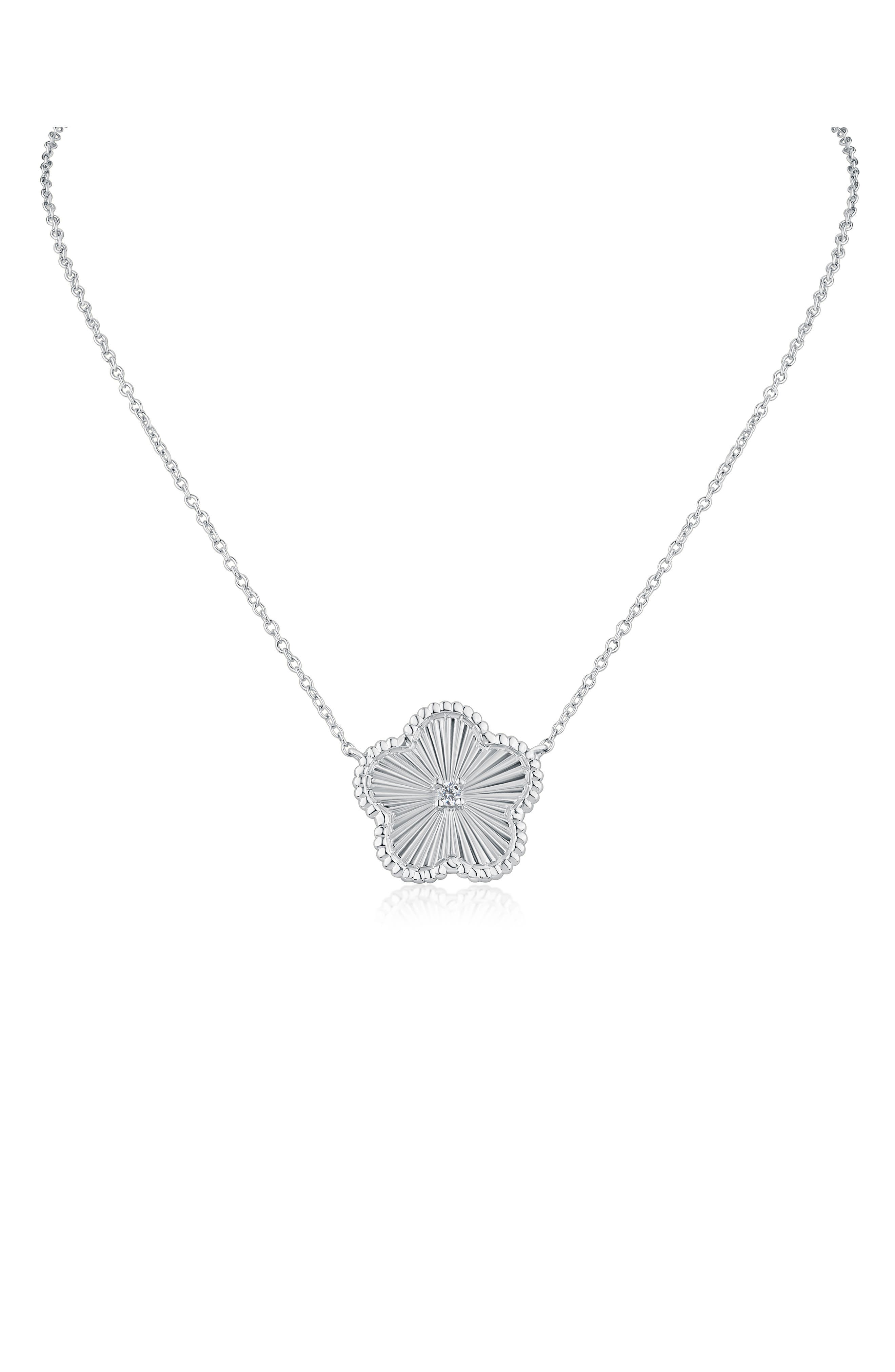 CZ by Kenneth Jay Lane CZ Clover Pendant Necklace