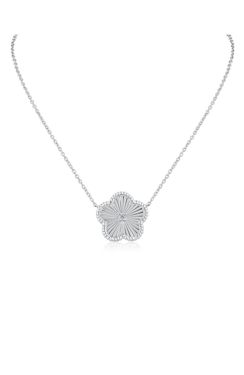 CZ by Kenneth Jay Lane CZ Clover Pendant Necklace, Main, color, 