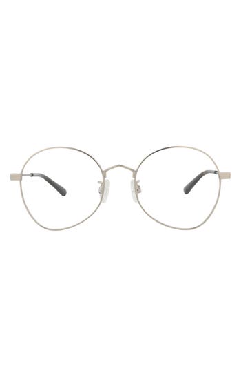 Alexander Mcqueen Mcqueen 52mm Round Optical Frames In Silver Silver Transparent