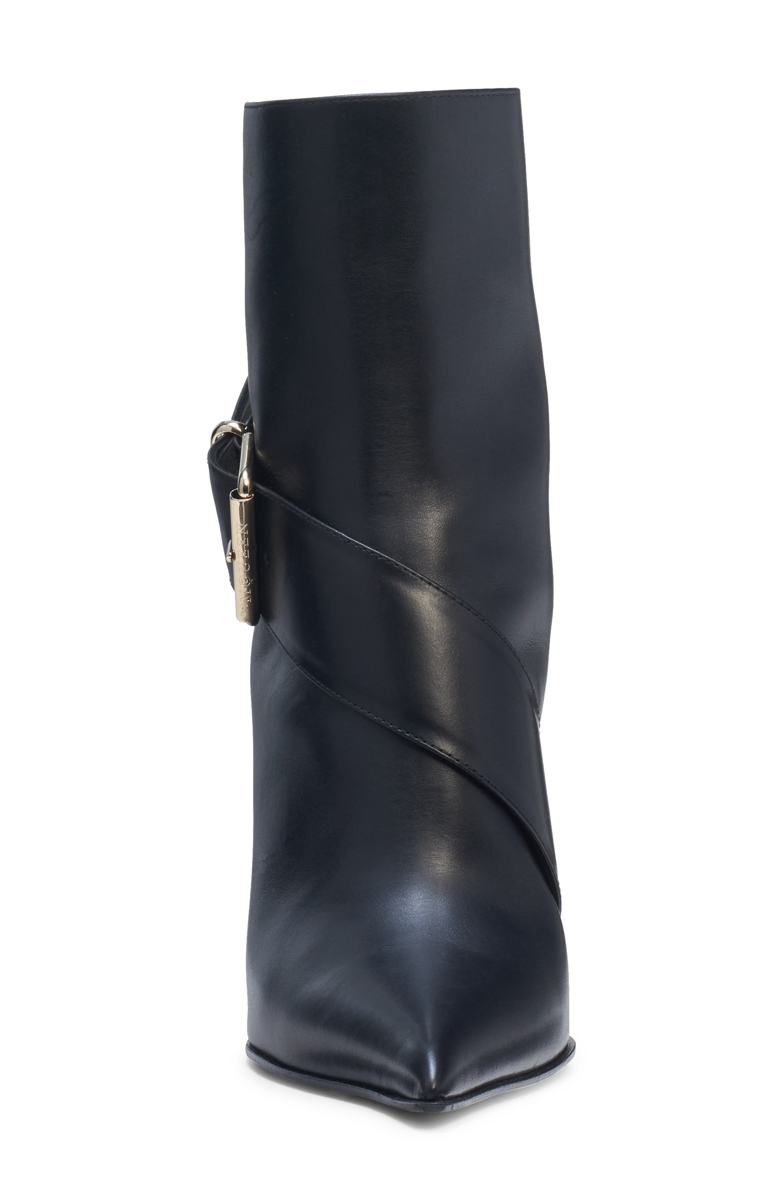 McQueen Heron Pointed Toe Bootie, Alternate, color, Black/ Silver