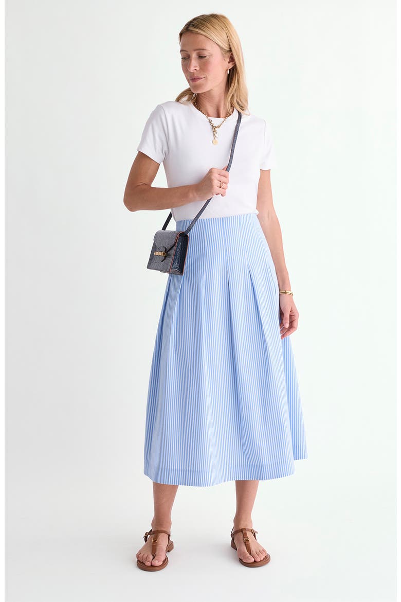 Quincy Striped Midi Skirt, Alternate, color, STRIPE BREAKER BLUE