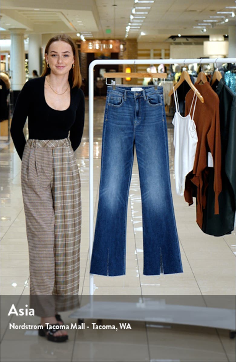High Waist Slit Hem Flare Jeans, sales video thumbnail