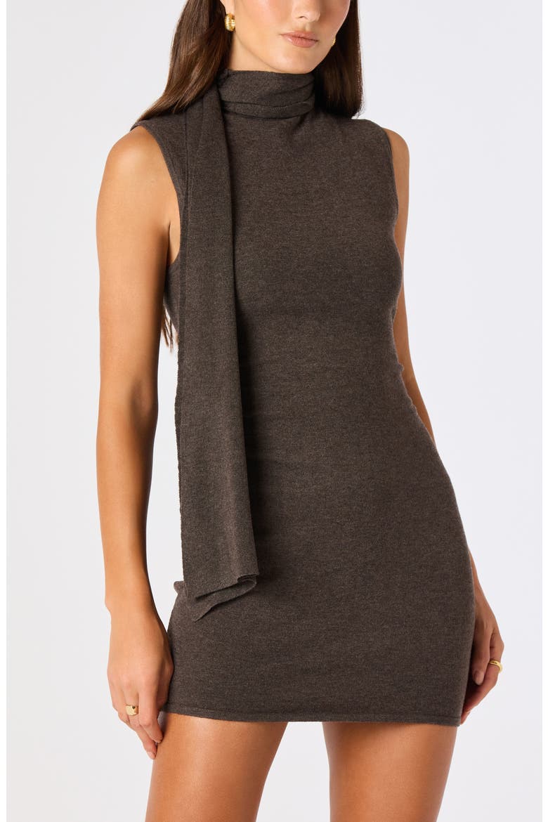 Annie Minidress with Scarf Detail, Alternate, color, TRUFFLE