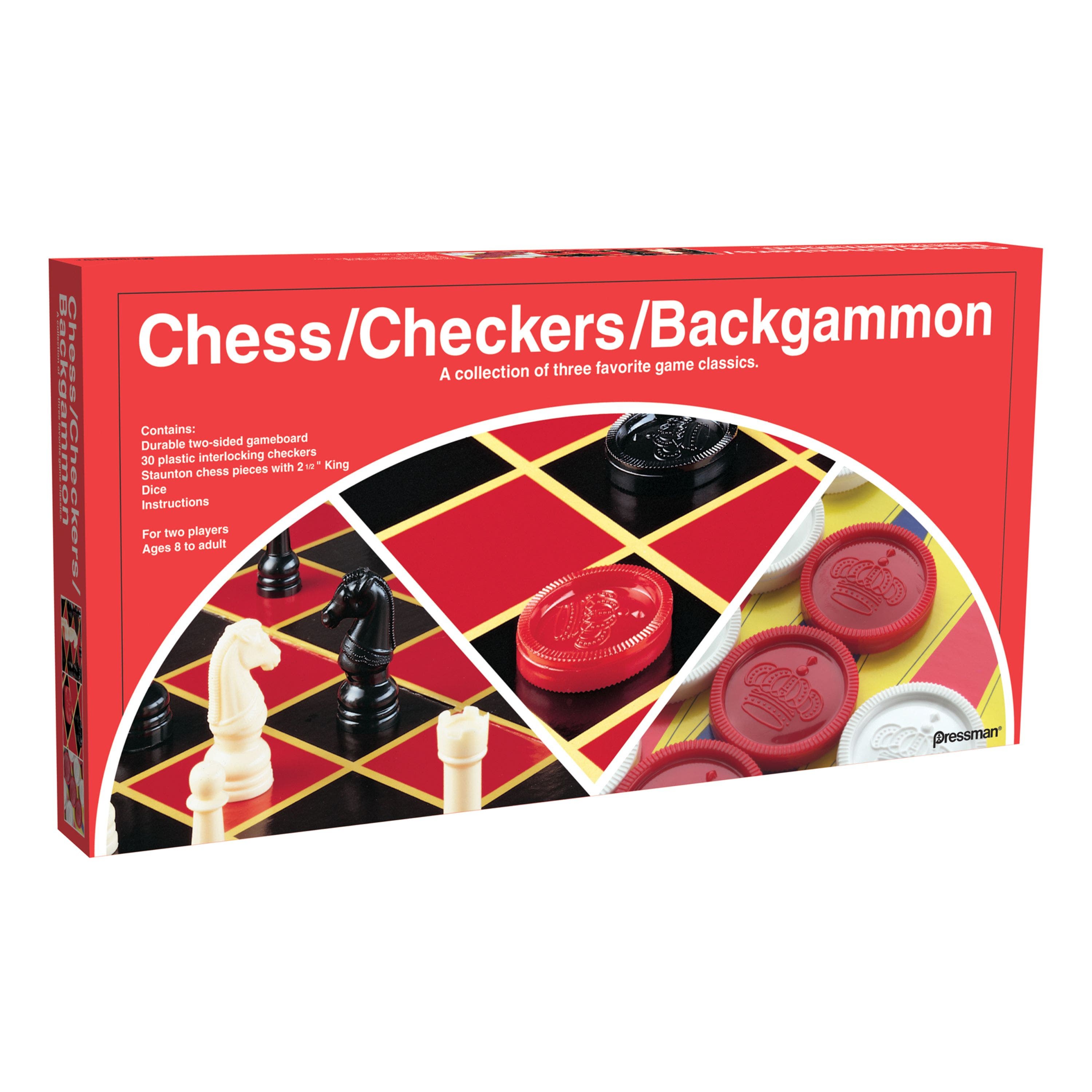 PRESSMAN TOY Pressman Checker/Chess/Backgammon with Folding Board in Multicolored 