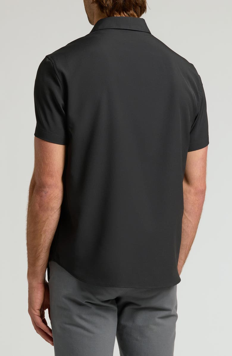 True Classic Slim Fit 4-Way Performance Stretch Short Sleeve Button-Up Shirt, Alternate, color, Black