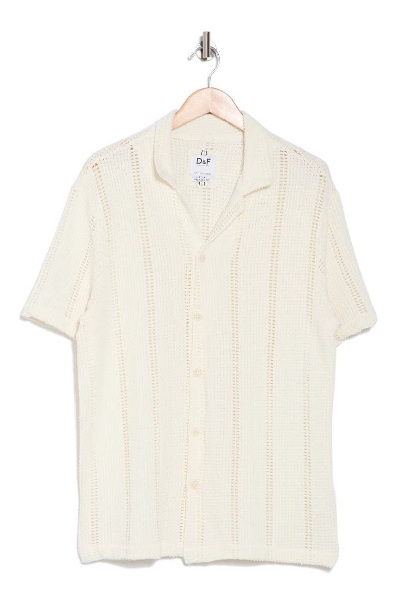 Textured Crochet Relaxed Fit Shirt, Alternate, color, CREAM