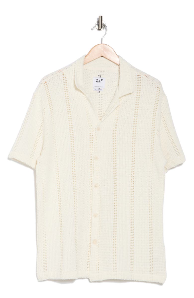 DENIM AND FLOWER Textured Crochet Relaxed Fit Shirt, Alternate, color, Cream