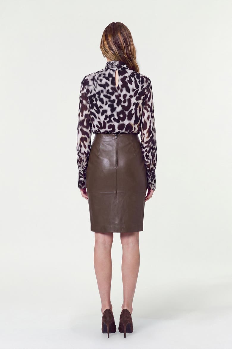 Amara Double Layer Cowl Neck Printed Blouse, Alternate, color, BORDEAUX LEOPARD