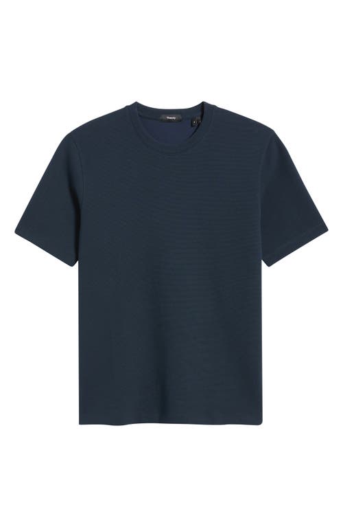 Theory Delroy Double Piqué Crewneck T-shirt In Blue