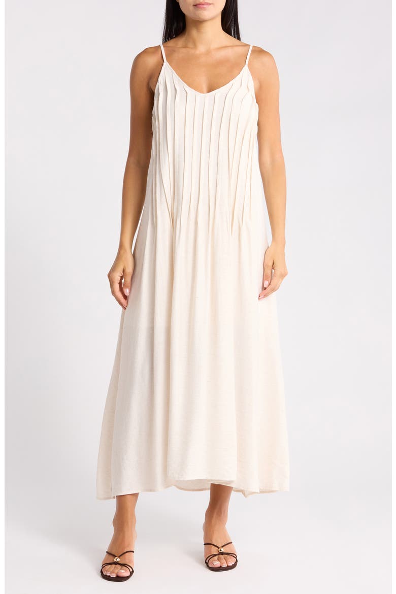 Pleated Maxi Sundress, Main, color, NATURAL