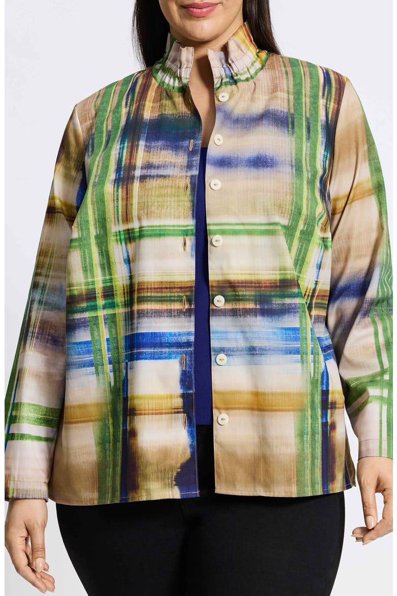 Carolina Painterly Stripe Cotton Button-Up Shirt, Main, color, BLUE MULTI