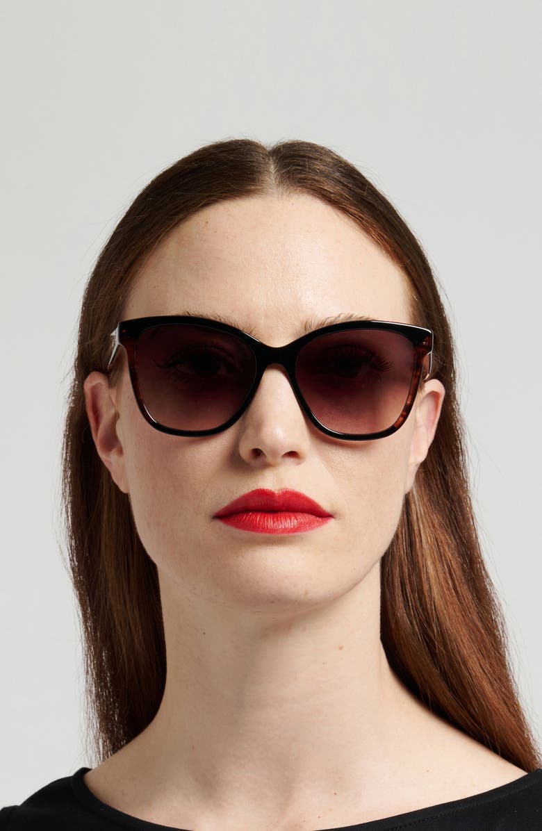 Carolina Herrera 56mm Gradient Butterfly Sunglasses, Alternate, color, Black Pink/ Brown