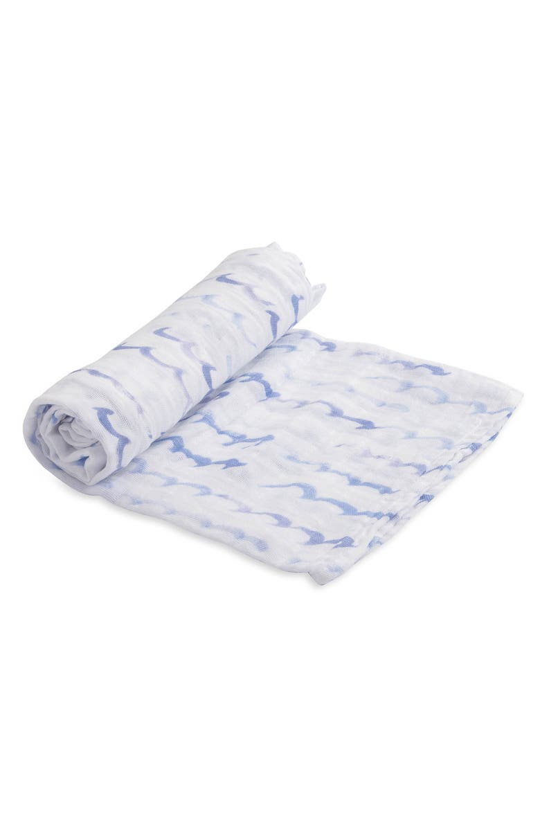 little unicorn Cotton Muslin Swaddle Blanket, Alternate, color, High Tide