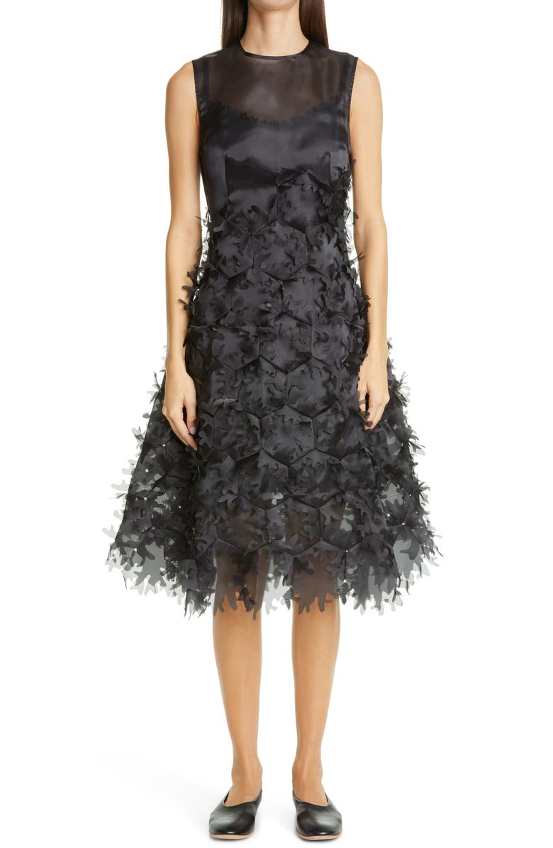 Paskal Laser Cut Appliqué Hexagon Organza Midi Dress, Main, color, 