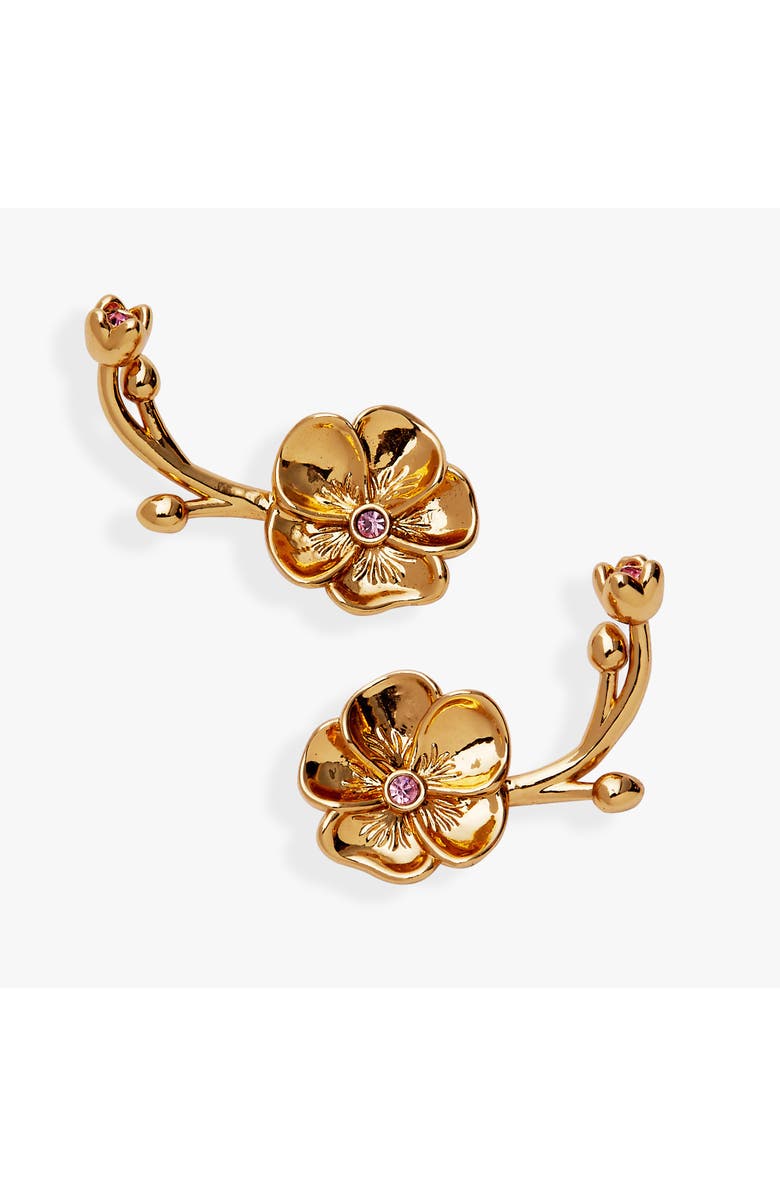 Alex and Ani New York Botanical Garden<sup>®</sup> 2-in-1 Pansy Statement Earrings, Alternate, color, Gold