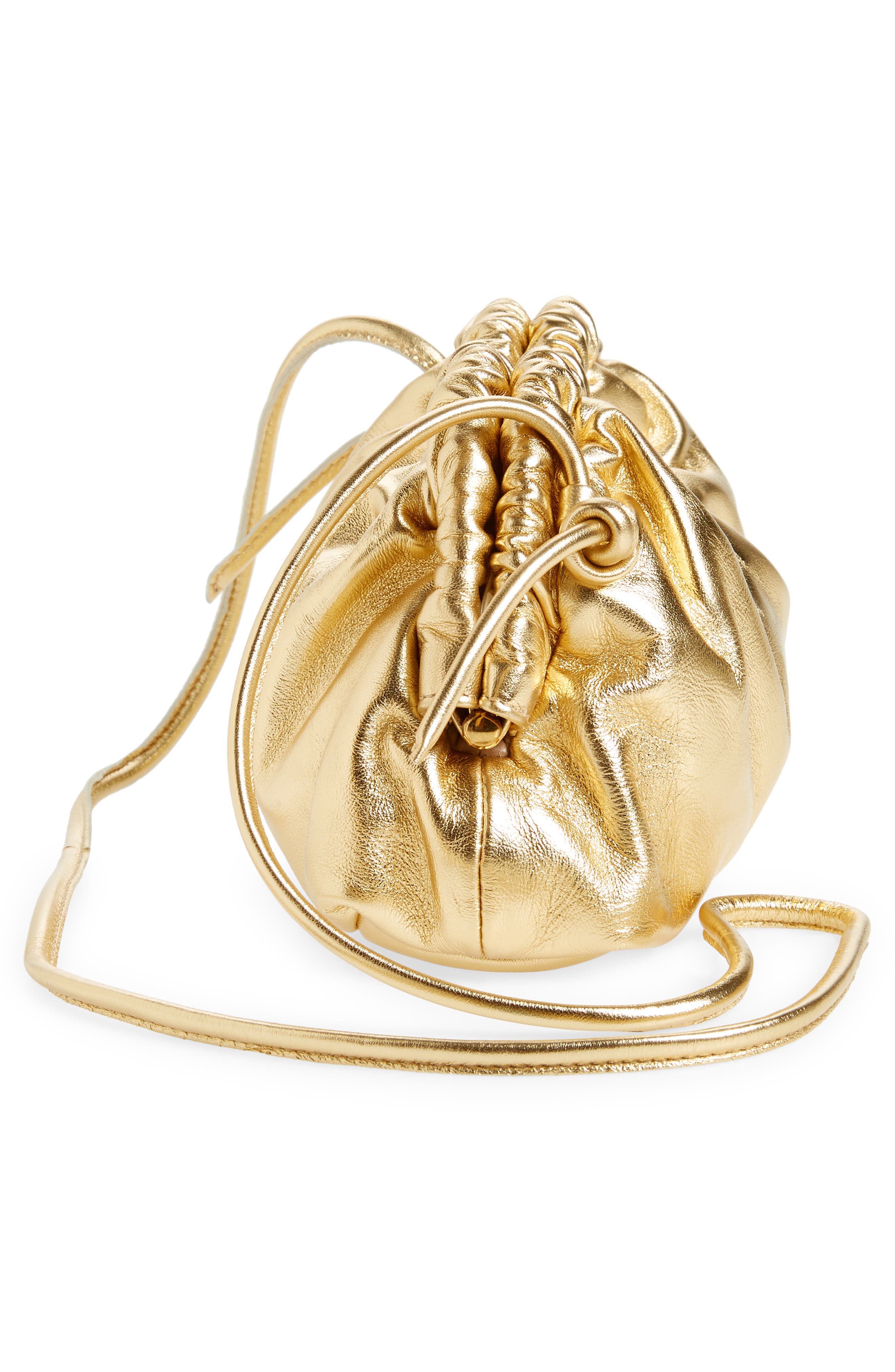 Mini Cloud Metallic Leather Clutch, Alternate, color, GOLD