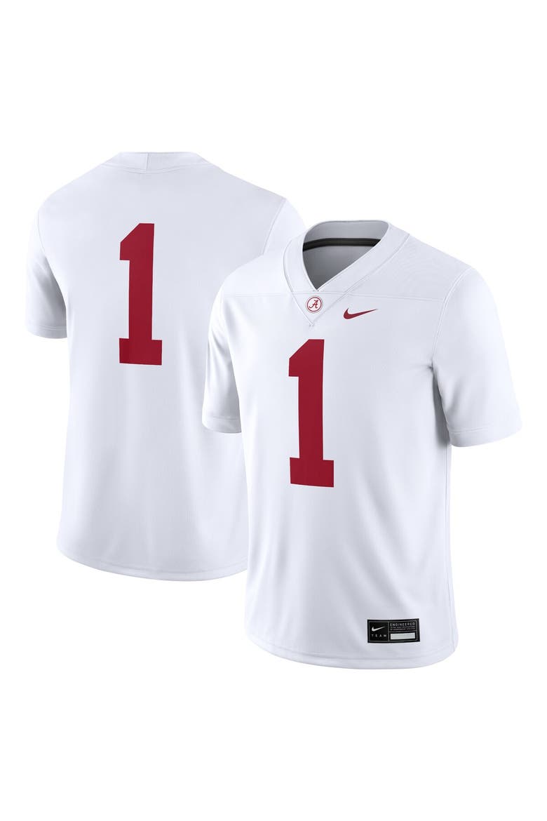 Men's Nike #1 White Alabama Crimson Tide Game Jersey, Alternate, color, White