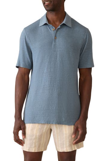 Faherty Linen Polo in Deep Marine at Nordstrom Rack, Size X-Large