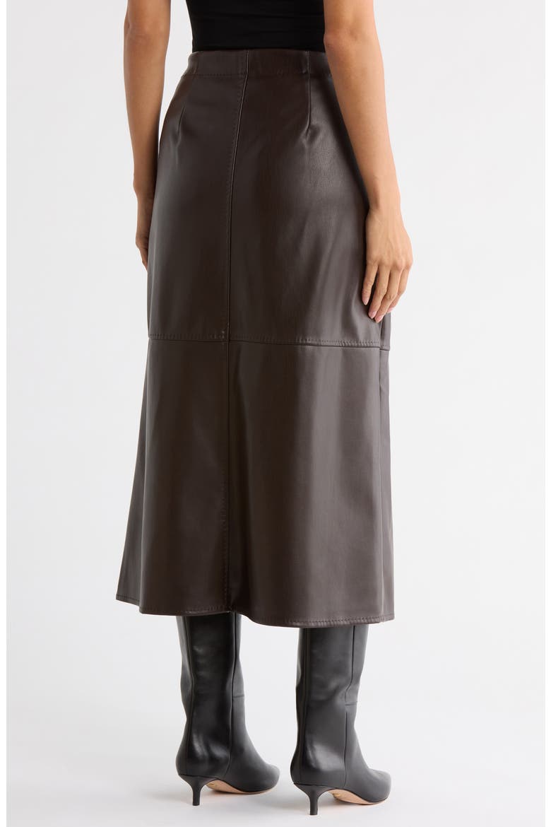 Faux Leather A-Line Skirt, Alternate, color, DARK BROWN