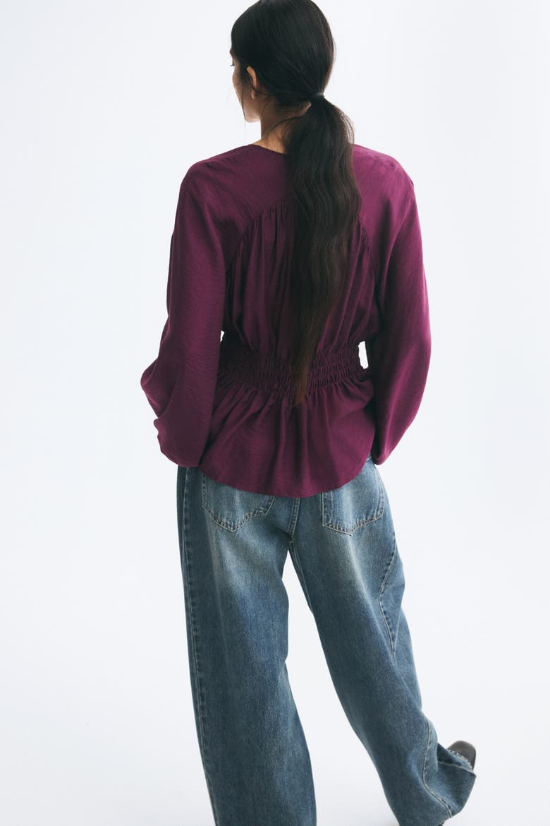Smocked Blouse, Alternate, color, Dark purple