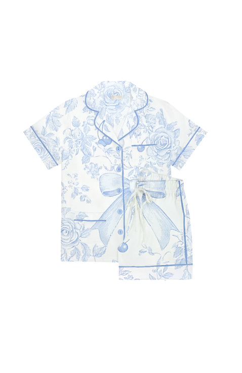 Toile Bow Print Short Pajama Set