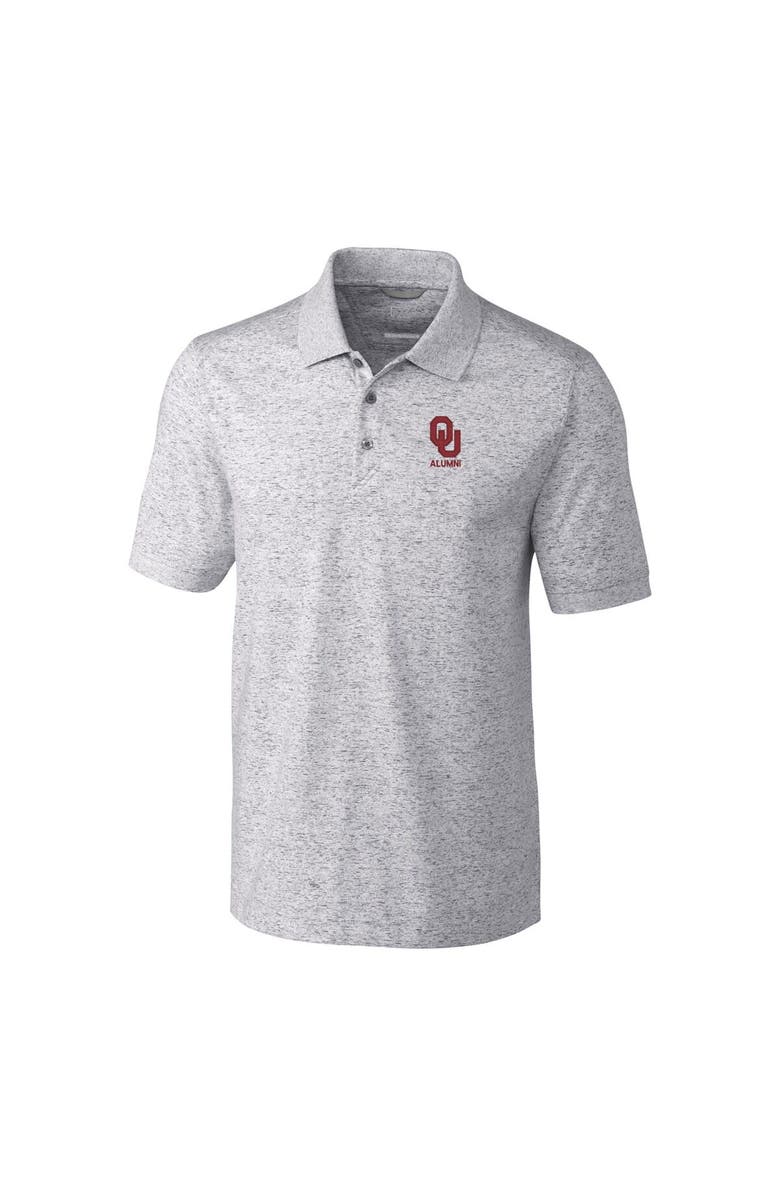 Cutter & Buck Men's Cutter & Buck Gray Oklahoma Sooners Alumni Logo Advantage Space Dye Tri-Blend DryTec Polo, Alternate, color,