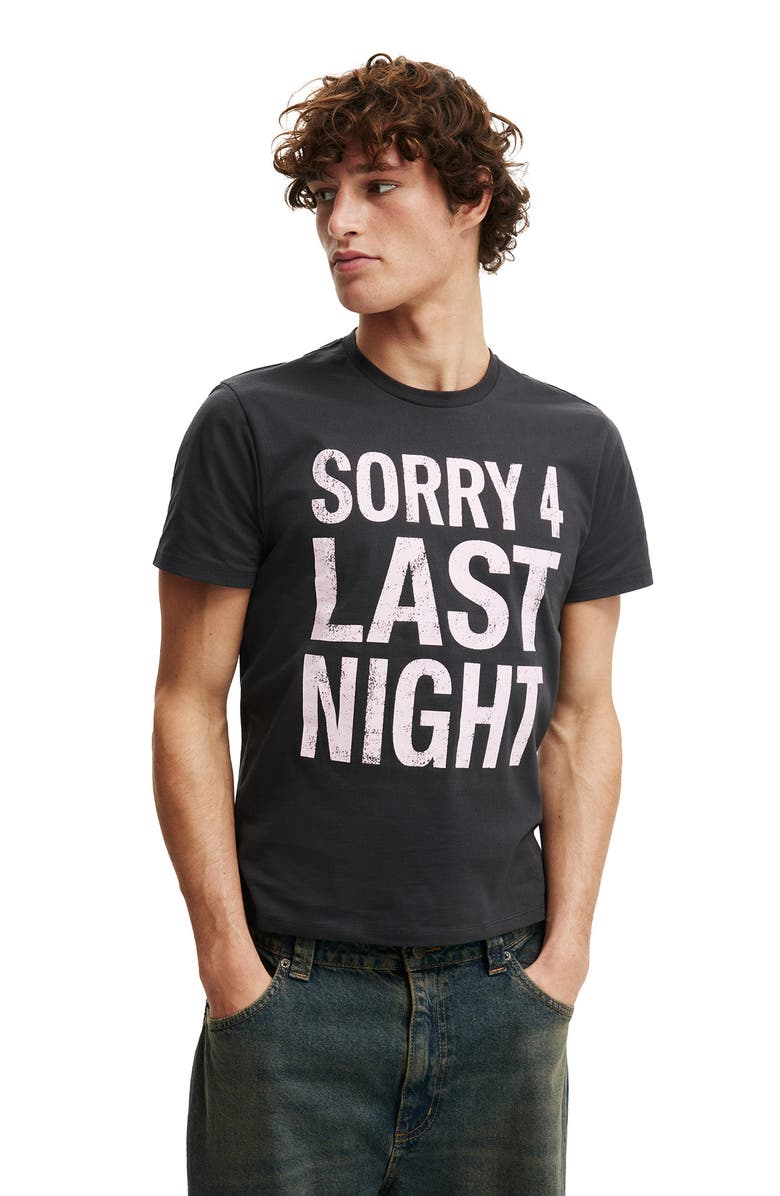 Cotton On Men's Baby Graphic T-Shirt, Main, color, Washed Black Sorry 4 Last