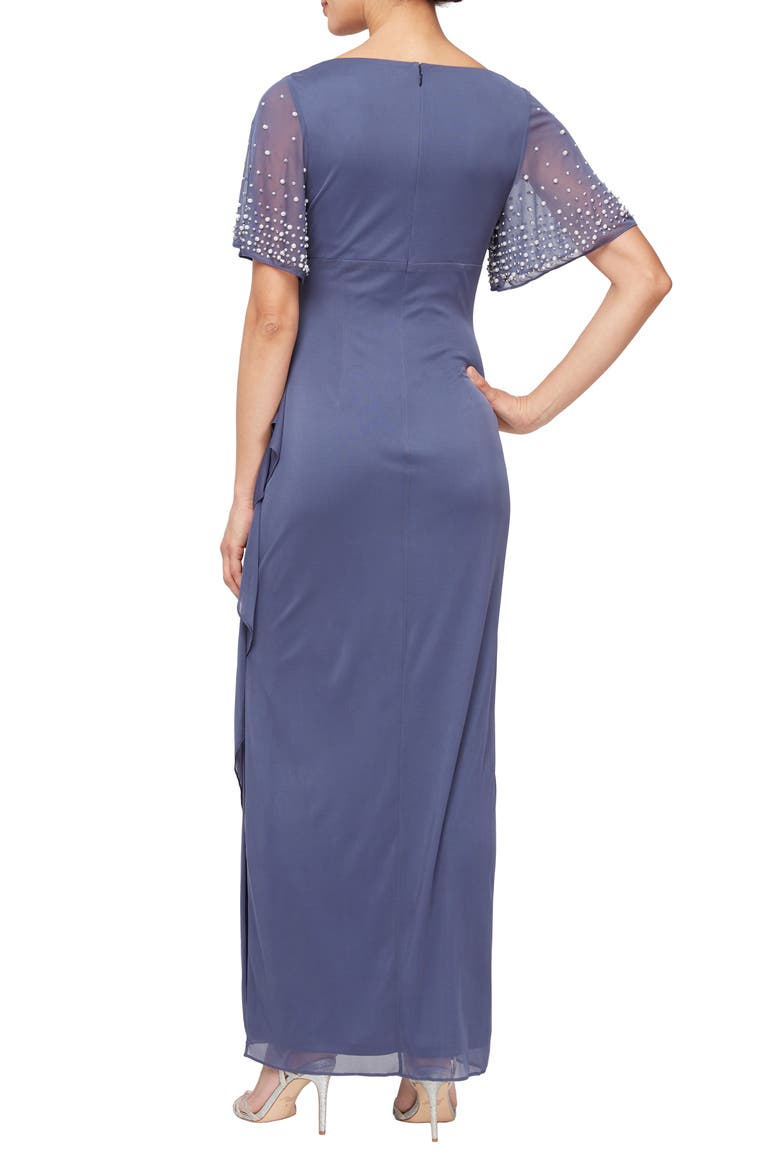 Flutter Sleeve Empire Waist Evening Gown, Alternate, color, VIOLET