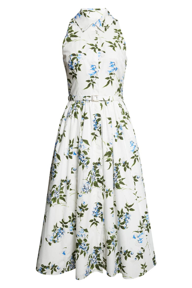 Norika Lilac, Lilies & Cherry Print Organic Cotton Midi Shirtdress, Alternate, color, WHITE-LILAC LILLIES/ CHERRY
