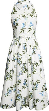 Emilia Wickstead Norika Lilac, Lilies & Cherry Print Organic Cotton Midi Shirtdress