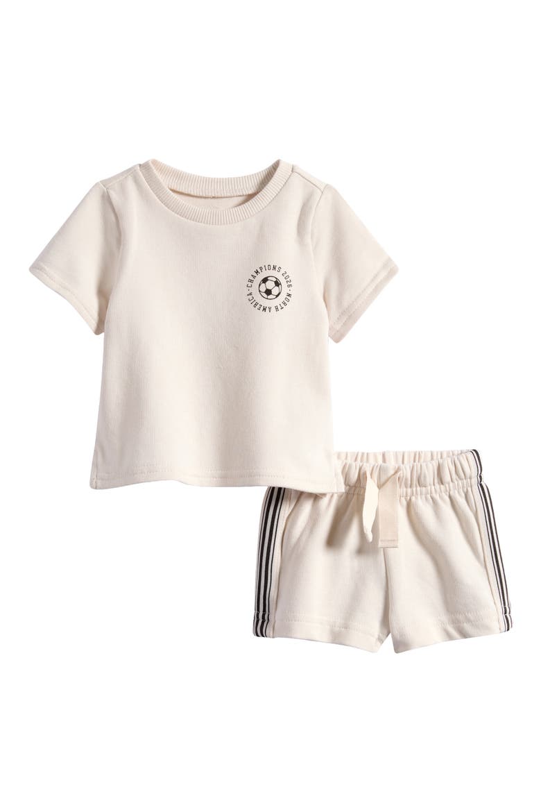 Soccer Knit Top & Shorts Set, Main, color, CREAM