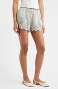 DÔEN Iona Lace Trim Silk Satin Shorts