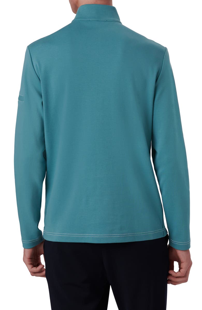 Bugatchi Quarter Zip Knit Pullover, Alternate, color, Peacock