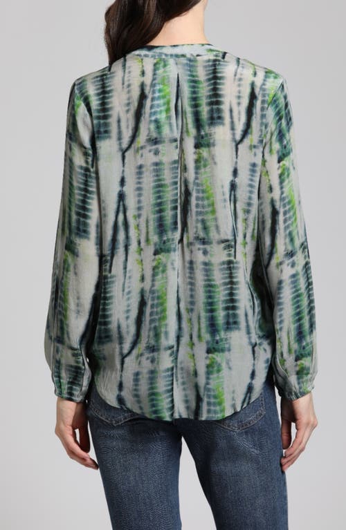 Apny Floral Print Popover Top In Grey Multi