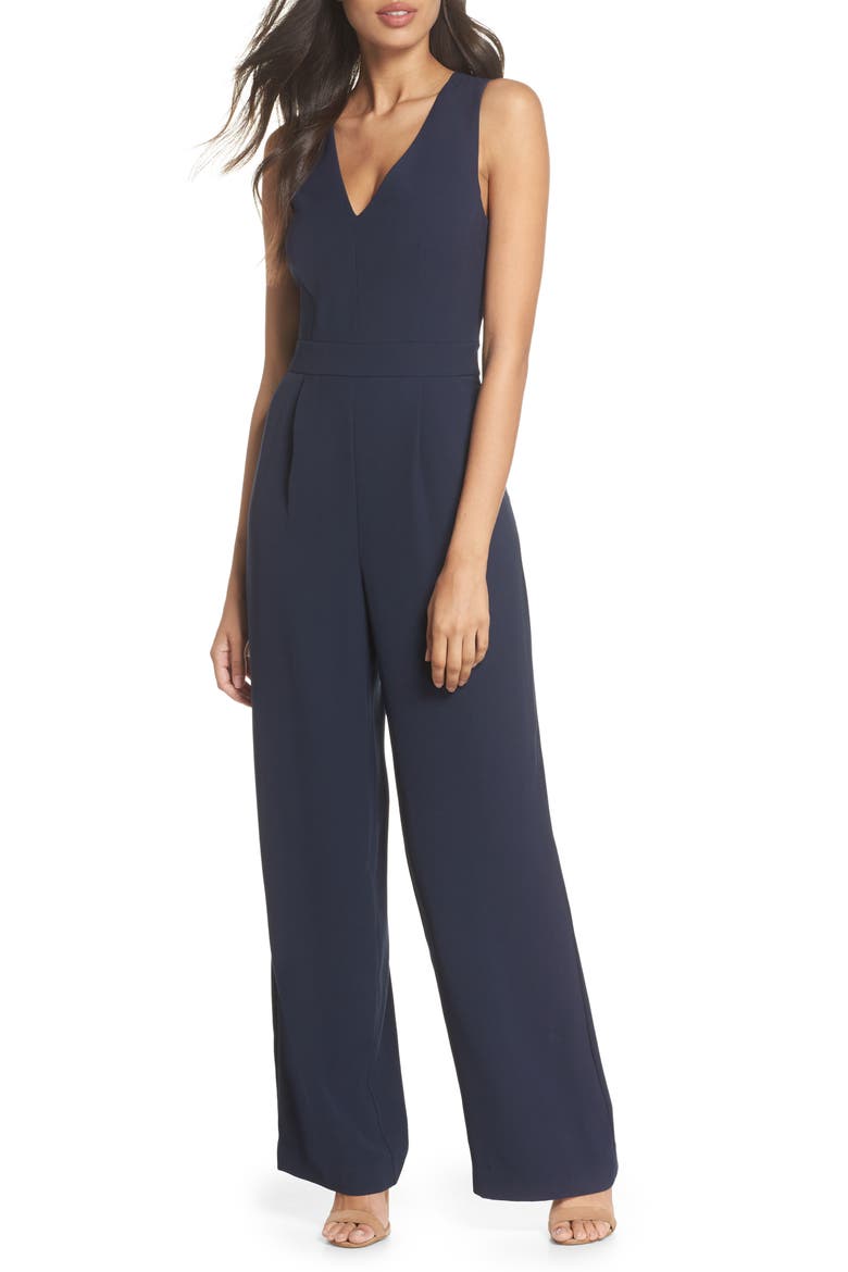 Cutout Back Jumpsuit, Main, color, NAVY