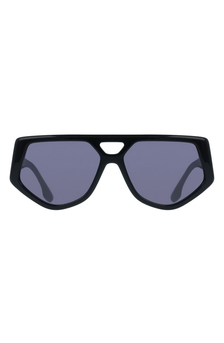 Victoria Beckham 58mm Modified Rectangle Sunglasses, Main, color, Black
