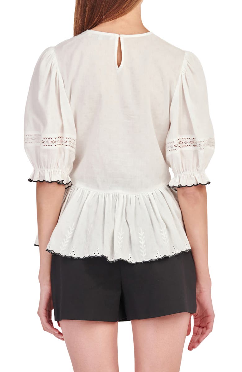 English Factory Embroidered Lace Babydoll Top, Alternate, color,