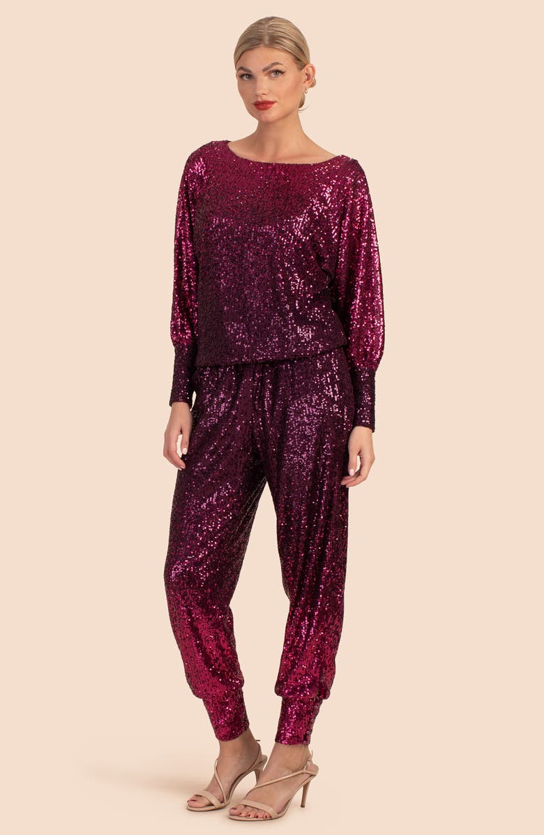 Trina Turk Sequin Top, Alternate, color, Festive Fuchsia/ Plum