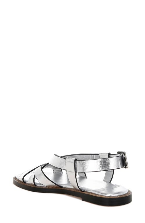 Rag & Co Women's Silver Doata Metallic Genuine Leather Buckled Flats In Silver