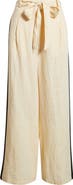 MANGO Side Stripe Linen Drawstring Pants
