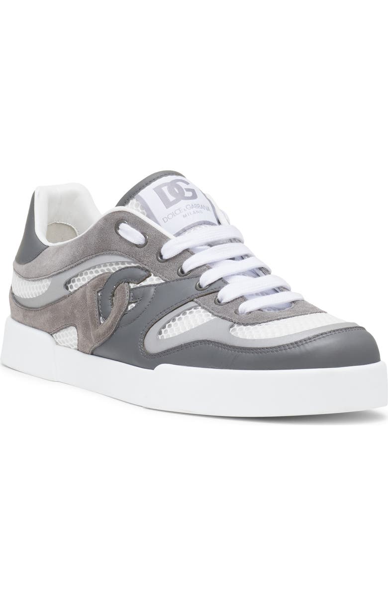 Dolce&Gabbana Mesh & Leather Sneaker, Main, color, Bianco/ Grigio Scuro