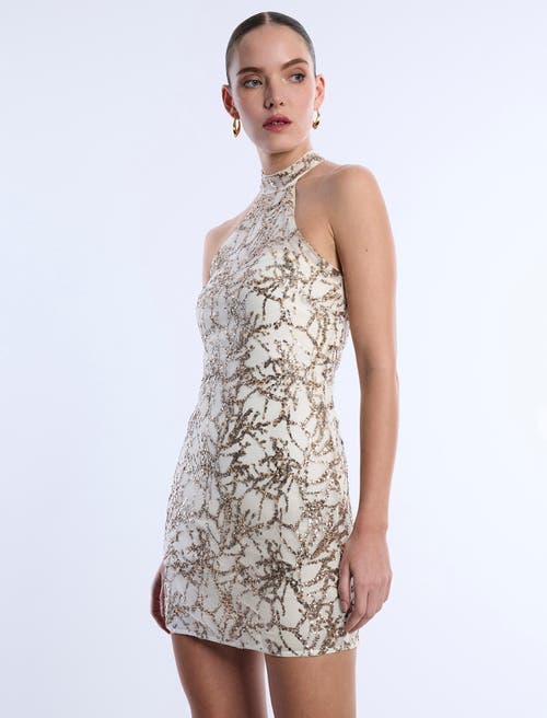 Bcbg Mock Neck Embellished Mini In Metallic