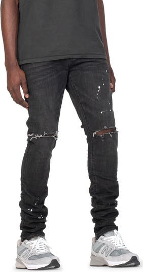 PURPLE Ripped White Paint Skinny Jeans