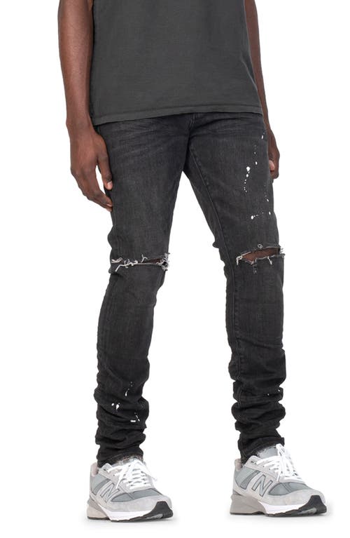 Purple Brand Purple Ripped White Paint Skinny Jeans In Black