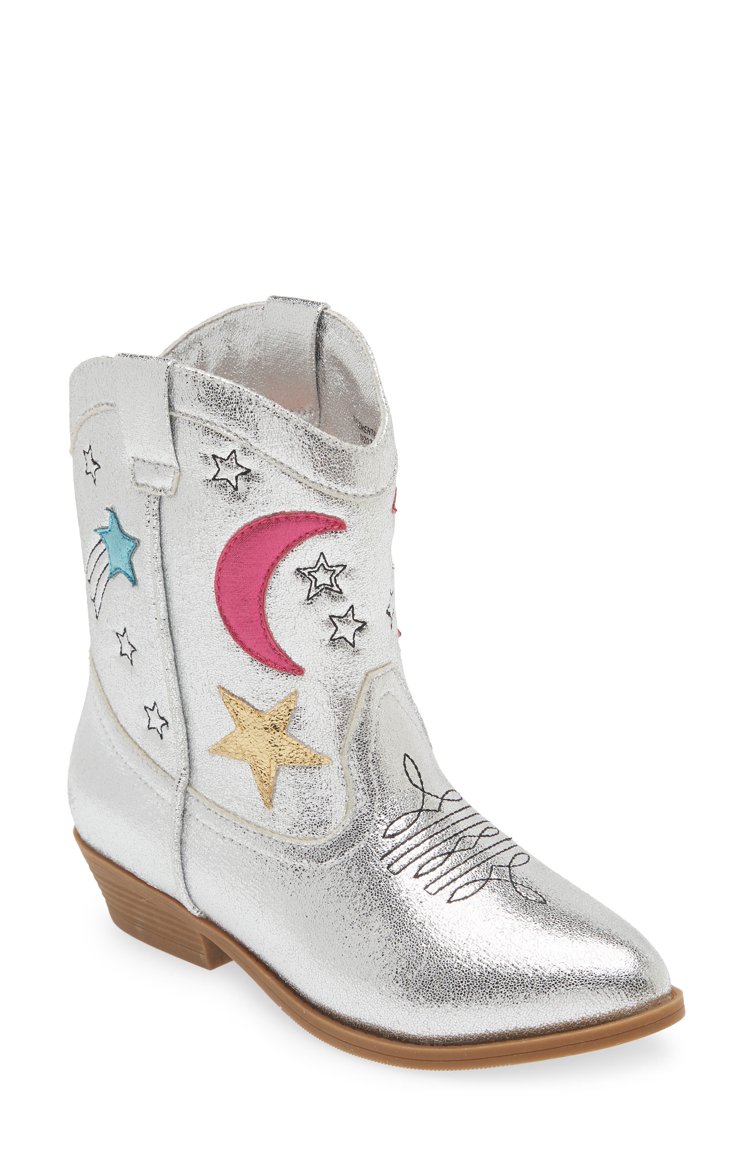 Tucker + Tate Spring Metallic Western Boot, Main, color, Silver Multi