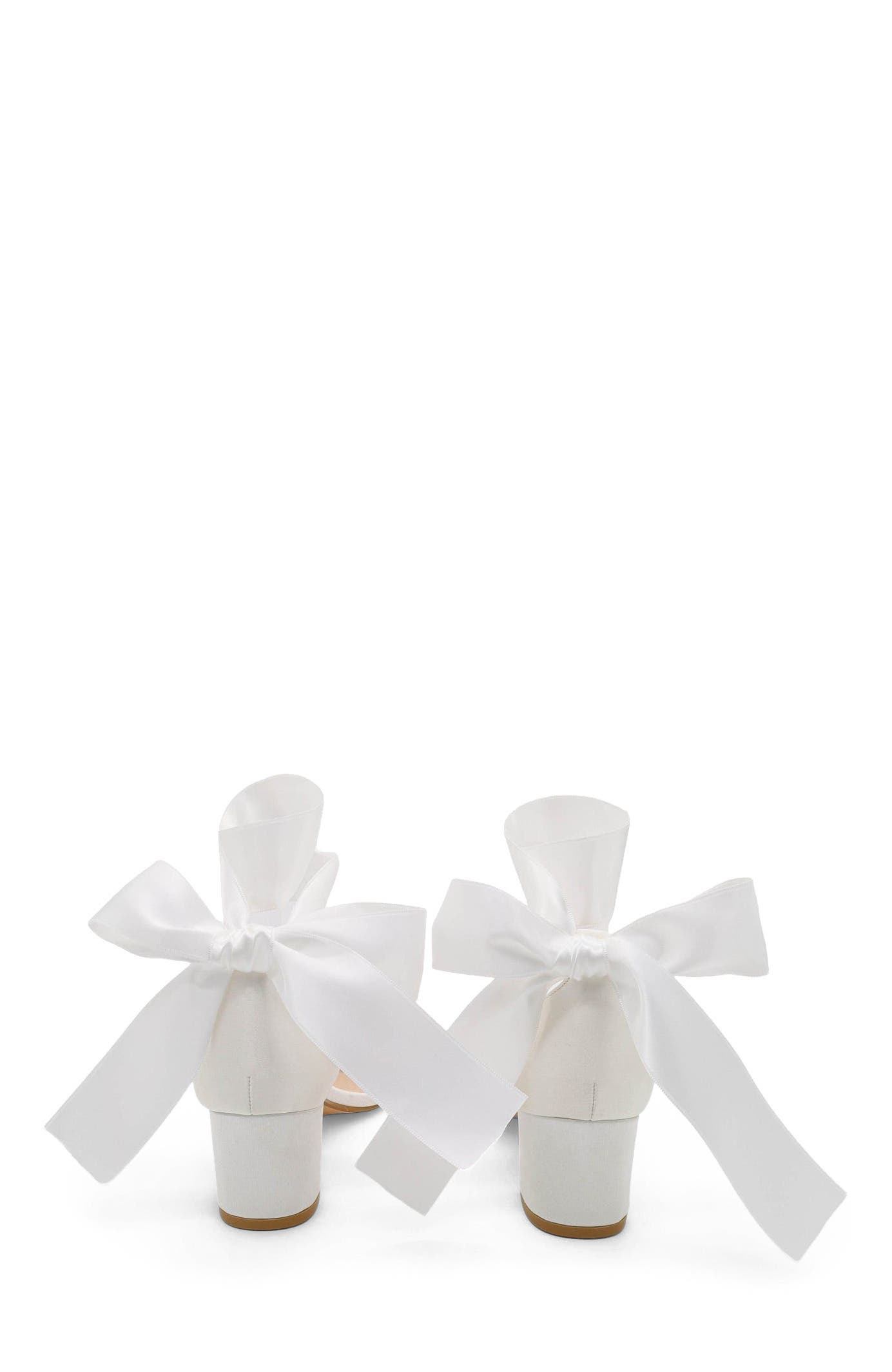 Naomi Satin Block Heel Sandal with Satin Wrapped Tie, Alternate, color, White