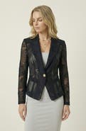 Modenaire Sheer Lace Sleeved Tailored Blazer