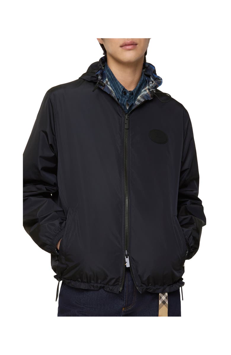 Burberry Reversible Check Hooded Jacket, Alternate, color, Pilot Blue